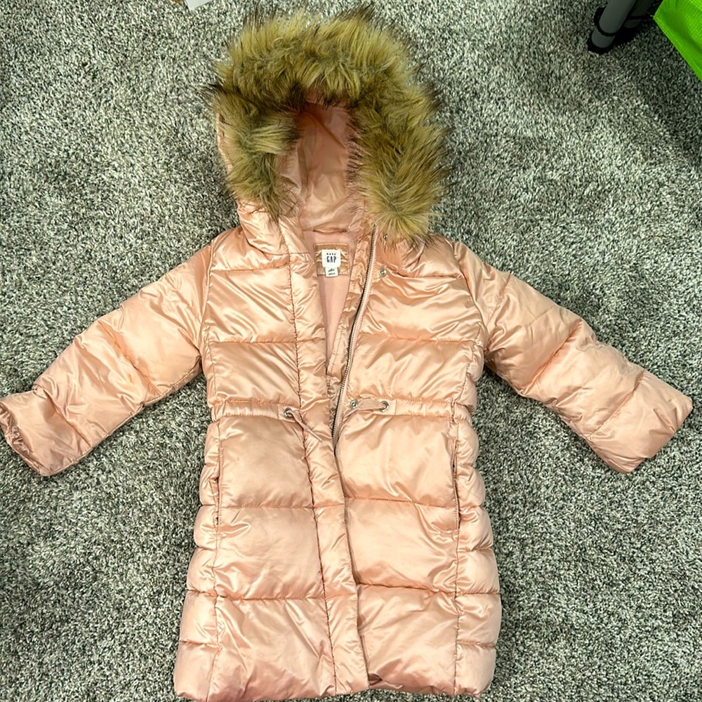 Rose gold girls gap long warm puffer jacket